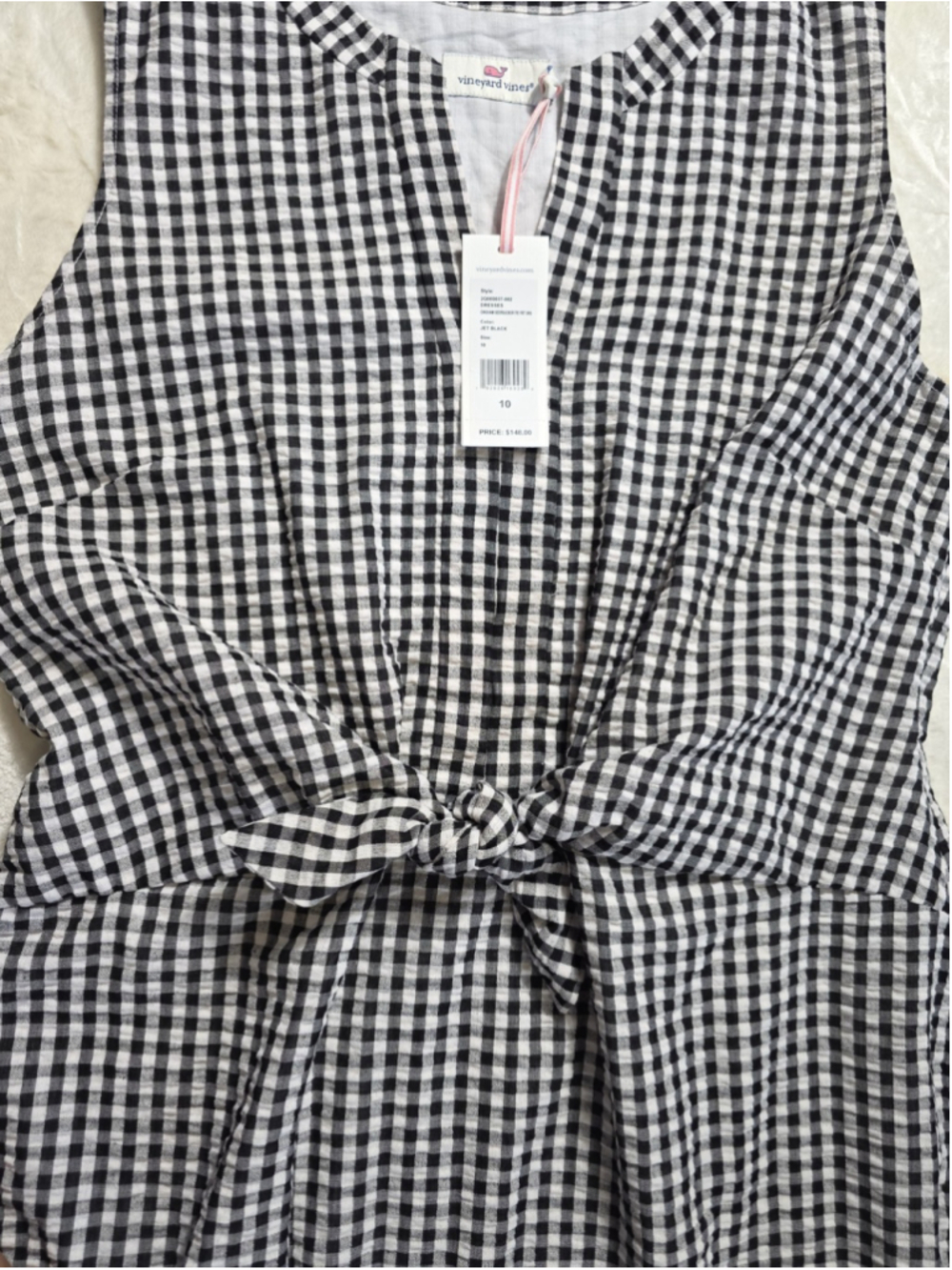 Vineyard Vines Gingham Seersucker Dress 10 Preppy Coastal Romantic NWT $148 - Picture 12 of 15